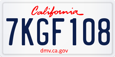 CA license plate 7KGF108