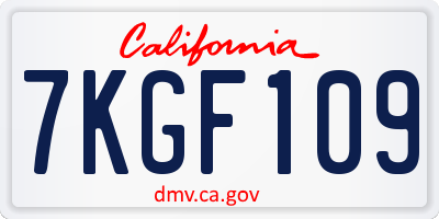 CA license plate 7KGF109