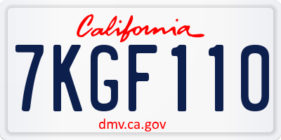 CA license plate 7KGF110