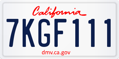 CA license plate 7KGF111