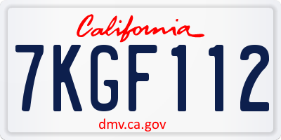 CA license plate 7KGF112