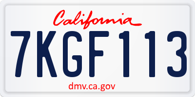 CA license plate 7KGF113
