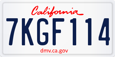 CA license plate 7KGF114