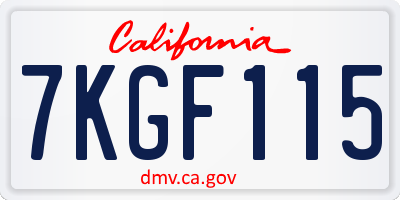 CA license plate 7KGF115