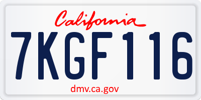 CA license plate 7KGF116