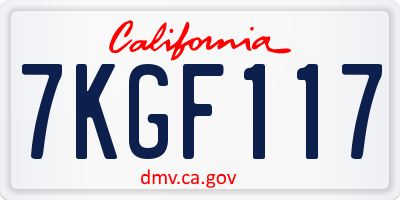CA license plate 7KGF117