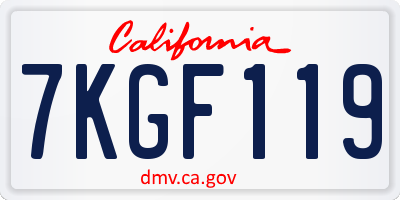 CA license plate 7KGF119