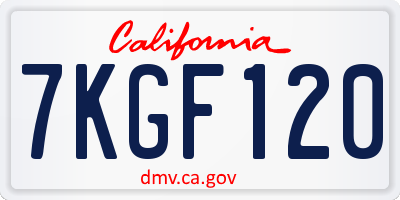 CA license plate 7KGF120