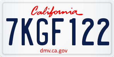 CA license plate 7KGF122