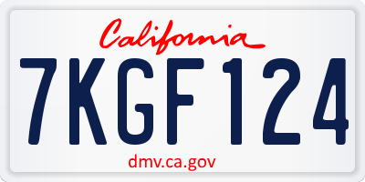 CA license plate 7KGF124