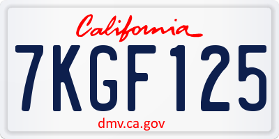 CA license plate 7KGF125