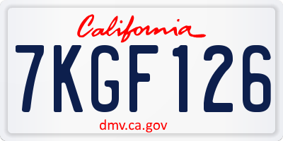 CA license plate 7KGF126