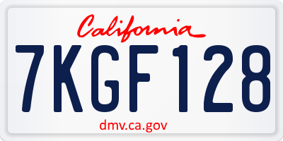CA license plate 7KGF128