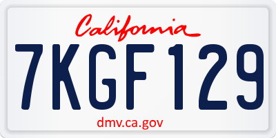 CA license plate 7KGF129