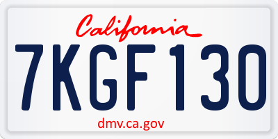 CA license plate 7KGF130