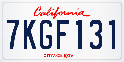 CA license plate 7KGF131