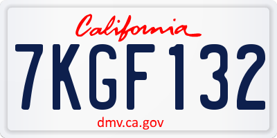 CA license plate 7KGF132