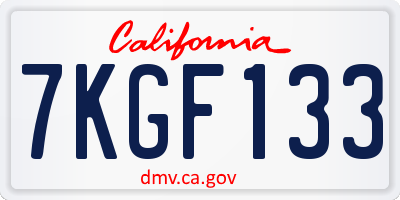 CA license plate 7KGF133