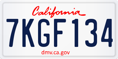 CA license plate 7KGF134
