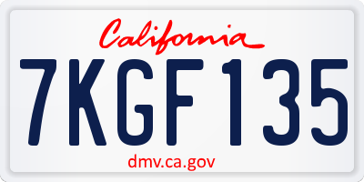 CA license plate 7KGF135