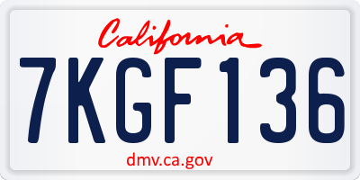 CA license plate 7KGF136