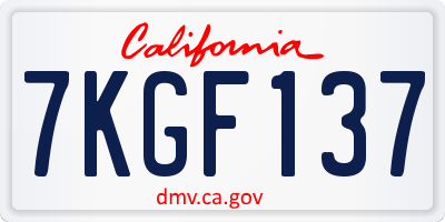CA license plate 7KGF137