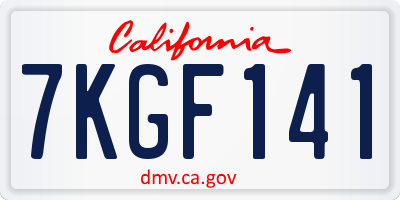 CA license plate 7KGF141