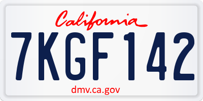 CA license plate 7KGF142