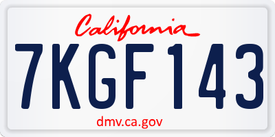 CA license plate 7KGF143