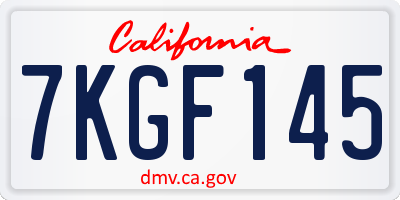 CA license plate 7KGF145
