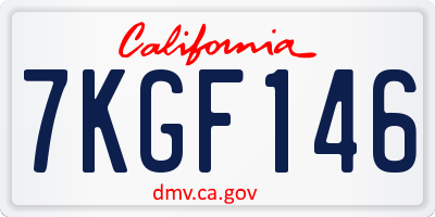 CA license plate 7KGF146