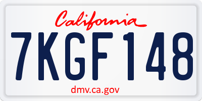 CA license plate 7KGF148