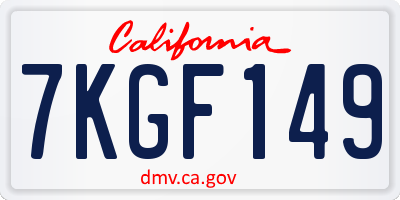 CA license plate 7KGF149