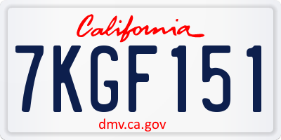 CA license plate 7KGF151