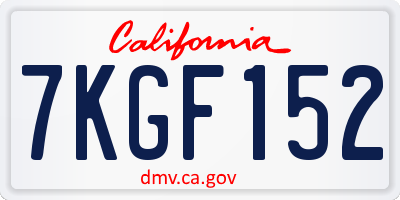 CA license plate 7KGF152