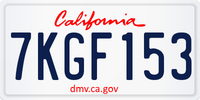 CA license plate 7KGF153