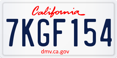 CA license plate 7KGF154