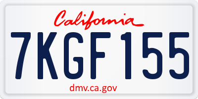 CA license plate 7KGF155