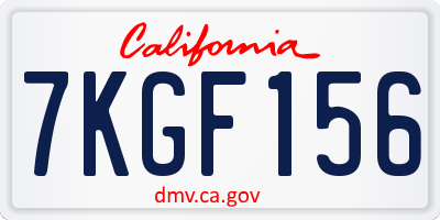 CA license plate 7KGF156
