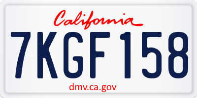 CA license plate 7KGF158