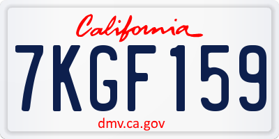 CA license plate 7KGF159