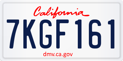 CA license plate 7KGF161