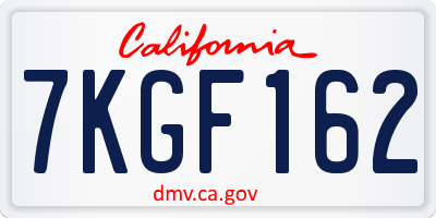 CA license plate 7KGF162