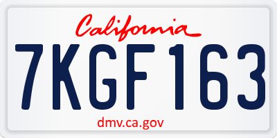 CA license plate 7KGF163