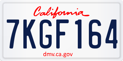 CA license plate 7KGF164