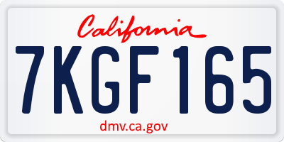 CA license plate 7KGF165
