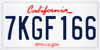 CA license plate 7KGF166