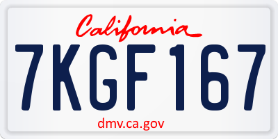 CA license plate 7KGF167
