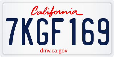 CA license plate 7KGF169