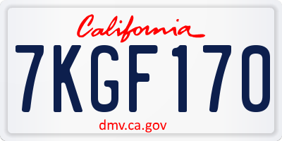 CA license plate 7KGF170